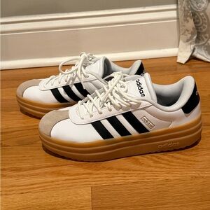 Adidas White and Black Sneakers with Tan Sole..vl court bold.